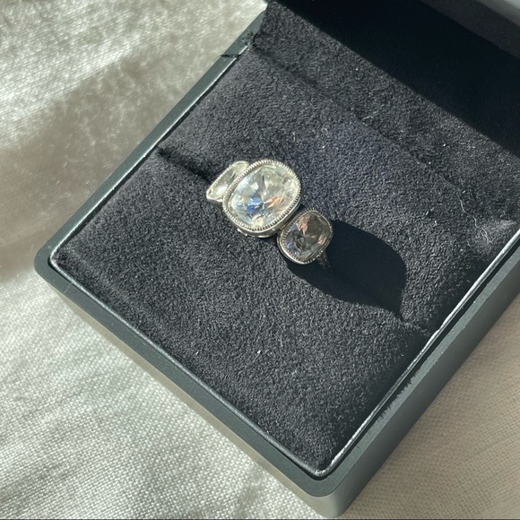 Estate Jewelry - Synthetic Diamond Engagement Ring stackable sterling silver cubic zirconia